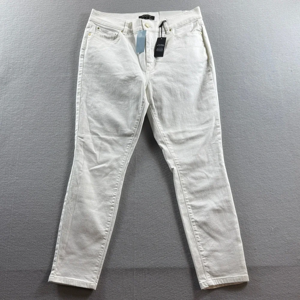 Ann Taylor Jeans Womens 8P White Sculpting Pocket Skinny Denim 30x25